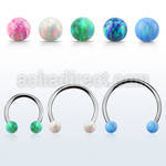 cbeop4l xxl steel circular barbell, 16g w 4mm opal balls