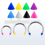 cbesacnl xxl steel circular barbell, 16g w 3mm solid acrylic cone