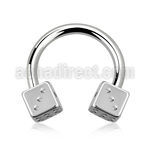 cbesdi4 316l steel circular barbell with two 4mm dices