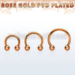 cbettb rose gold 316l steel circular barbell, w two 3mm balls