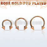 cbettcn rose gold plated 316l steel circular barbell w 3mm cones