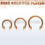 cbettn25 rose gold pvd plated steel circular barbell w 2.5mm cone