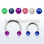 cbeuvbab 316l steel circular barbell w 3mm ab coated acrylic ball