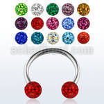 cbfr5 316l steel circular barbell w resined multi crystal ball