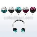 cbfr5e 316l circular barbell with 2 color crystal ball