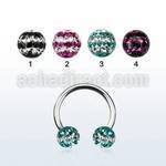 cbfr6d 316l steel circular barbell w tri line ball ball