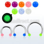 cbglb4l xxl steel circular barbell 14g 4mm glow in the dark ball