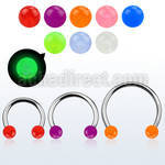 cbglb5l xxl steel circular barbell 14g 5mm glow in the dark ball