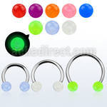 cbglb6l xxl steel circular barbell 14g 6mm glow in the dark ball