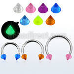 cbglcn5l xxl steel circular barbell 14g 5mm glow in the dark cone