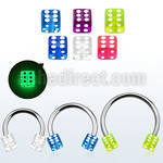 cbgldi5l xxl steel circular barbell 14g 5mm glow in the dark dice