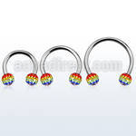 cbmfg6l xxl steel cbr 6mm multi crystals ball in gay pride color
