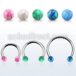 cbmop5l xxl steel circular barbell, 14gw 5mm synthetic opal ball