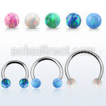 cbmop6l xxl steel circular barbell, 14gw 6mm synthetic opal ball