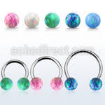 cbmop8l xxl steel circular barbell, 14gw 8mm synthetic opal ball