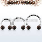 cbmsn8l xxl steel circular barbell, 14g w 8mm sono wood balls