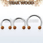 cbmte5l xxl steel circular barbell, 14g w 5mm teak wood balls
