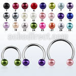 cbpr6l xxl steel circular barbell, 14g w 6mm faux pear balls