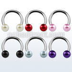 cbpr 316l steel circular barbell with 5mm faux pearl balls
