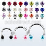 cbprl xxl steel circular barbell, 14g w 5mm faux pear balls