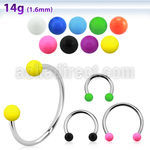 cbsab5l xxl steel circular barbell, 14g w 5mm solid color balls