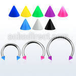 cbsacn4l xxl steel circular barbell, 14g w 4mm solid color cones