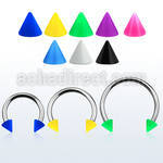cbsacn5l xxl steel circular barbell, 14g w 5mm solid color cones