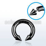 cbtcn2 black pvd plated 316l circular barbell with an 8mm cone