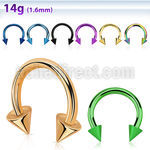 cbtcnm anodized 316l steel circular barbell, 14g w 2 4mm cones