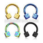 cbtdi anodized 316l steel circular barbell w 4mm dice