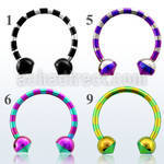 cbtl14 zebra striped pvd 316l steel barbell w half ball
