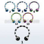 cbtlb14 zebra striped pvd 316l steel barbell w 5mm ball