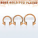 cbttcn rose gold pvd plated steel circular barbell w 5mm cones