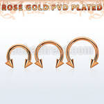 cbttcnm rose gold pvd plated steel circular barbell w 4mm cones