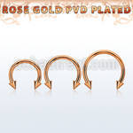 cbttcns rose gold pvd plated steel circular barbell w 3mm cones