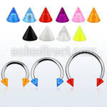 cbuvcn5l xxl steel circular barbell, 14g w 5mm uv cones