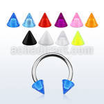 cbvcn5 316l steel circular barbell with 5mm acrylic uv cones