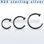 cpcln20 black plated sterling silver fake nose clip, 20g (0.8mm)