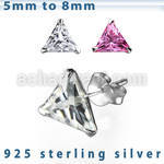 cztrm silver ear studs with triangle prong set cz stone