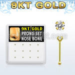 d9gnb1 9kt gold nose bone w clear round prong set cz stone
