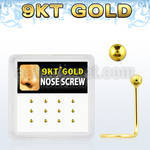 d9gsc5 9kt gold nose screws with 1.5mm ball shaped top