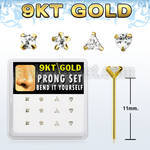 d9gys13 box w 9kt gold bend it nose stud w czs in mixed shape
