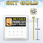 d9gys1 9kt gold bend it nose stud w 1.5mm round clear cz