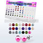 dacb102 board of steel assorted colored faux pearl ear stud