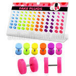 dacb113 board of 72 pcs acrylic illusion fake plug w o o ring