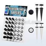 dacb116 board of b w acrylic fake tapers with rubber o ring
