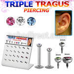 dacb121 316l steel labret w bezel set jewel for tragus piercings