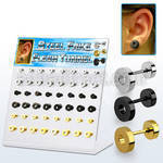 dacb138 board of high polished pvd 316l steel fake flesh tunnels