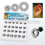 dacb142 black pvd 316l steel fake flesh tunnels w ferido crystal