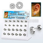 dacb144 display w steel fake flesh tunnel with multi crystal rim